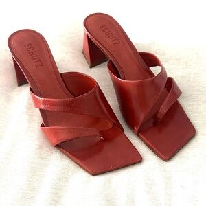 SCHUTZ square toe square heel open toe shoes size 7.5 brand new